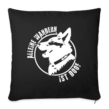 Wandern mit Hund - Sofakissenbezug 45 x 45 cm - Schwarz - Vorne