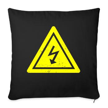 Électricien et ingénieur en électronique disant prudence électricité - Housse de coussin décorative 45 x 45 cm - noir - Devant
