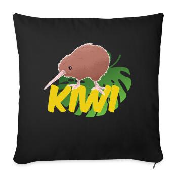 Kiwi sur une feuille - Housse de coussin décorative 45 x 45 cm - noir - Devant