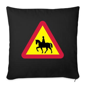 Horse warning - Sofa pillowcase 17,3'' x 17,3'' (45 x 45 cm) - black - Front