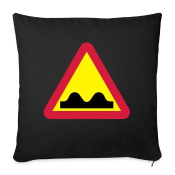 Warning sign for bumpy road - Sofa pillowcase 17,3'' x 17,3'' (45 x 45 cm) - black - Front