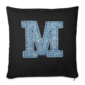 Buchstabe M - Jeans - Sofakissenbezug 45 x 45 cm - Schwarz - Vorne