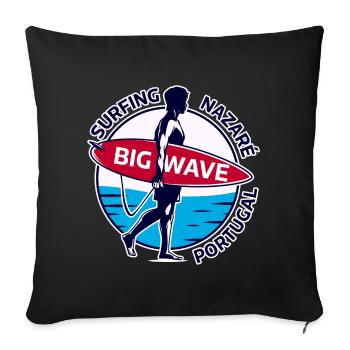 Surfing Nazaré Big Wave Portugal - Sofa pillowcase 17,3'' x 17,3'' (45 x 45 cm) - black - Front