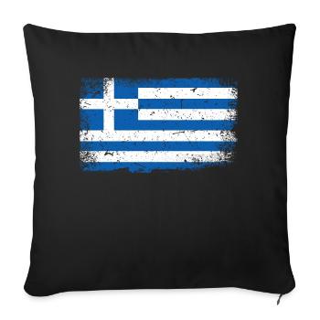 Greece flag - Sofa pillowcase 17,3'' x 17,3'' (45 x 45 cm) - black - Front