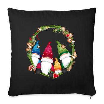 little elf family in a Christmas frame - Sofa pillowcase 17,3'' x 17,3'' (45 x 45 cm) - black - Front