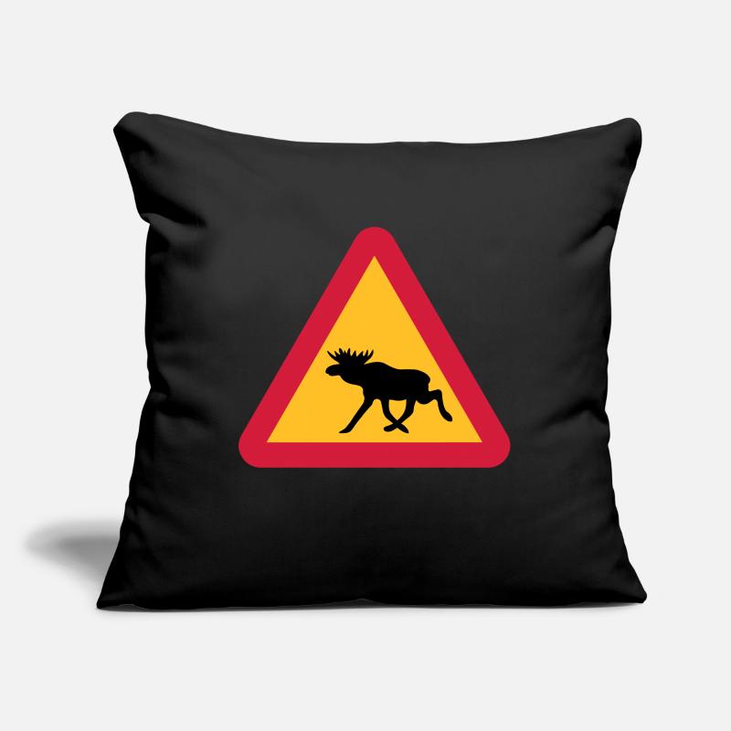 Elch Warnschild Sofakissenbezug 45 x 45 cm