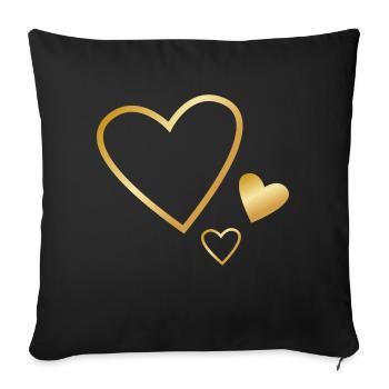 3 Gold Hearts - Sofa pillowcase 17,3'' x 17,3'' (45 x 45 cm) - black - Front