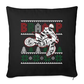 Motorcycle Ugly Braap Motocross Christmas Gift - Sofa pillowcase 17,3'' x 17,3'' (45 x 45 cm) - black - Front