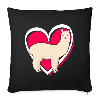 Valentin Lama Alpaga Love Girls Enfants - Housse de coussin décorative 45 x 45 cm - noir - Devant