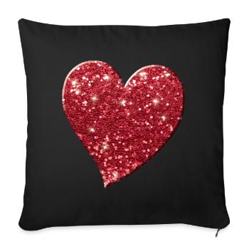 Coeur, cadeau de jour de Valentine pour des femmes et des filles - Housse de coussin décorative 45 x 45 cm - noir - Devant