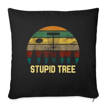Disc Golf Stupid Tree Vintage Tee Frisbee Funny - Sofa pillowcase 17,3'' x 17,3'' (45 x 45 cm) - black - Front