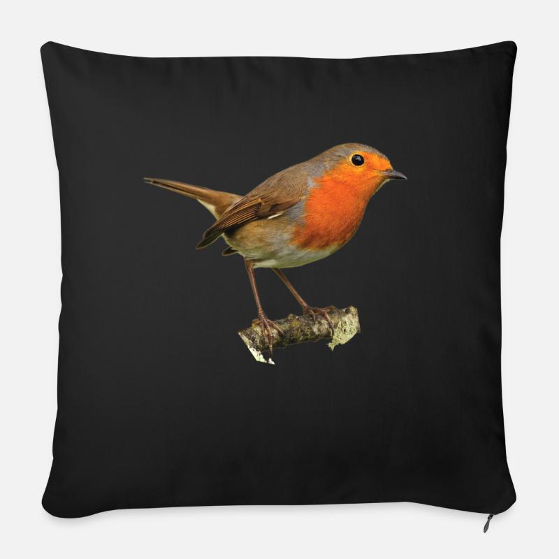 Rotkehlchen1 Robin - Sofakissenbezug 45 x 45 cm - Schwarz