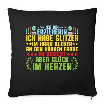Ich bin Erzieherin im Kindergarten - Sofakissenbezug 45 x 45 cm - Schwarz - Vorne