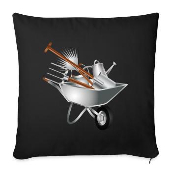 various garden tools in a wheelbarrow - Sofa pillowcase 17,3'' x 17,3'' (45 x 45 cm) - black - Front
