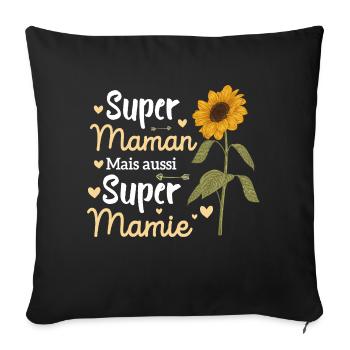 Super Maman Cadeau Pour Super Mamie Fête Des mères - Housse de coussin décorative 45 x 45 cm - noir - Devant