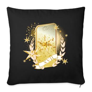 carte de tarot or scintillant avec l’étoile symbole - Housse de coussin décorative 45 x 45 cm - noir - Devant