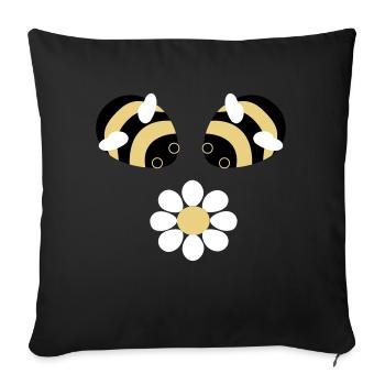 Bees flower - Sofa pillowcase 17,3'' x 17,3'' (45 x 45 cm) - black - Front