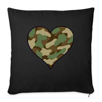 Cœur camouflé - Housse de coussin décorative 45 x 45 cm - noir - Devant