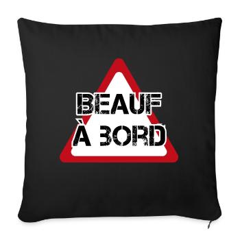 sticker pour voiture beauf à bord danger - Housse de coussin décorative 45 x 45 cm - noir - Devant