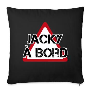 jacky à bord sticker voiture gros tuning - Housse de coussin décorative 45 x 45 cm - noir - Devant