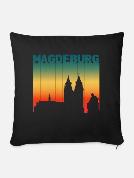 Landeshauptstadt Magdeburg Vintage - Sofakissenbezug 45 x 45 cm - Schwarz