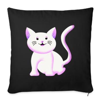 Chaton mignon | Chat | Cadeau - Housse de coussin décorative 45 x 45 cm - noir - Devant