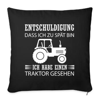 Ich habe einen Traktor gesehen - Sofakissenbezug 45 x 45 cm - Schwarz - Vorne