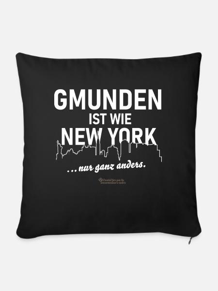 Gmunden ist wie New York - Sofakissenbezug 45 x 45 cm - Schwarz