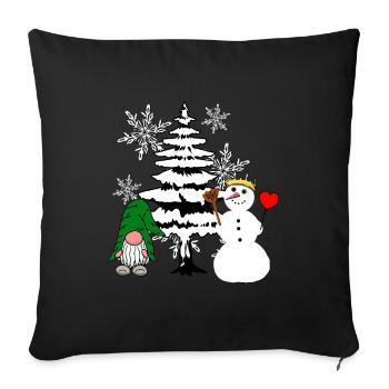 Forêt de Noël Nikolaus Schneemann Père Noël - Housse de coussin décorative 45 x 45 cm - noir - Devant