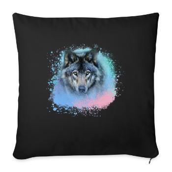 wolf,colorful,dog, husky,dog, painting,graffiti - Sofa pillowcase 17,3'' x 17,3'' (45 x 45 cm) - black - Front