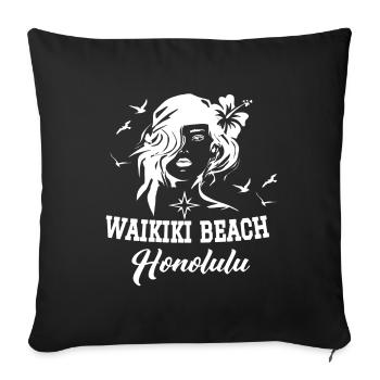 Honolulu Waikiki beach - Housse de coussin décorative 45 x 45 cm - noir - Devant