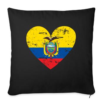 Flag Heart Ecuador Flag - Sofa pillowcase 17,3'' x 17,3'' (45 x 45 cm) - black - Front