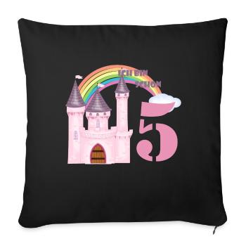 Märchenschloss ich bin schon 5 - Sofakissenbezug 45 x 45 cm - Schwarz - Vorne