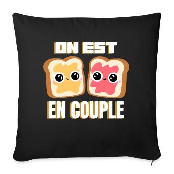 Tartines on est en couple Humour Amour Valentin - Housse de coussin décorative 45 x 45 cm - noir - Devant
