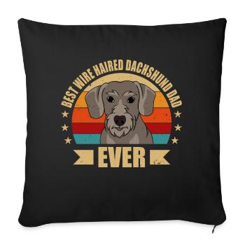 Rough-haired Dachshund Papa - Sofa pillowcase 17,3'' x 17,3'' (45 x 45 cm) - black - Front