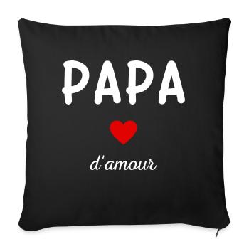 papa d'amour idée cadeau - Housse de coussin décorative 45 x 45 cm - noir - Devant