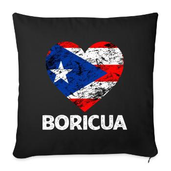 Boricua Un amoureux des Portoricains de Puerto - Housse de coussin décorative 45 x 45 cm - noir - Devant