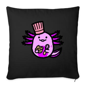 Cute purple pink eating axolotl with hat - Sofa pillowcase 17,3'' x 17,3'' (45 x 45 cm) - black - Front