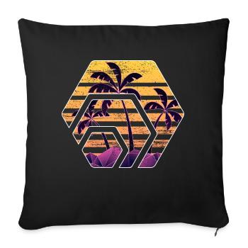 Hex token sunset, hex palm beach sunset - Sofa pillowcase 17,3'' x 17,3'' (45 x 45 cm) - black - Front