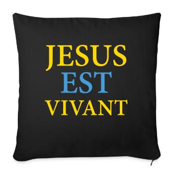 JESUS EST VIVANT, AMEN - JAUNE BLEU - Housse de coussin décorative 45 x 45 cm - noir - Devant