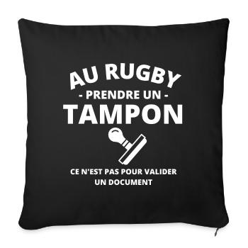 rugby, rugby sport, rugby humour - Housse de coussin décorative 45 x 45 cm - noir - Devant