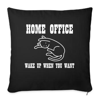 Travail de bureau à domicile - Housse de coussin décorative 45 x 45 cm - noir - Devant