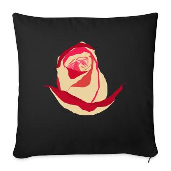Rose rouge rose jaune, dessin - Housse de coussin décorative 45 x 45 cm - noir - Devant