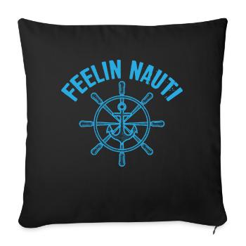 Feelin Nauti Blue Steering Cool Lake Boat Été - Housse de coussin décorative 45 x 45 cm - noir - Devant