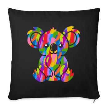 Koala Bunt Vintage Regenbogen Retro - Sofakissenbezug 45 x 45 cm - Schwarz - Vorne