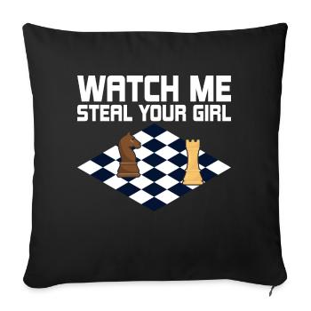 Regardez-moi voler votre fille joueur d’échecs d’échiquier - Housse de coussin décorative 45 x 45 cm - noir - Devant