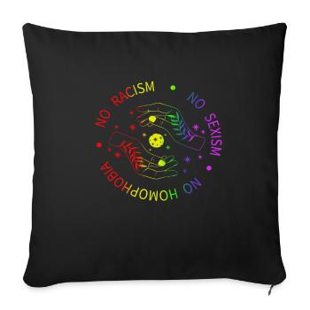 Magic Hands Moon Pentagram Symbol - No Racism - Sofa pillowcase 17,3'' x 17,3'' (45 x 45 cm) - black - Front