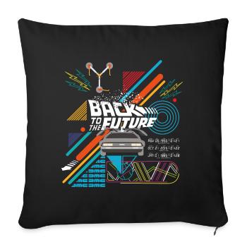 Back To The Future Logo With Delorean Time Machine - Sofa pillowcase 17,3'' x 17,3'' (45 x 45 cm) - black - Front