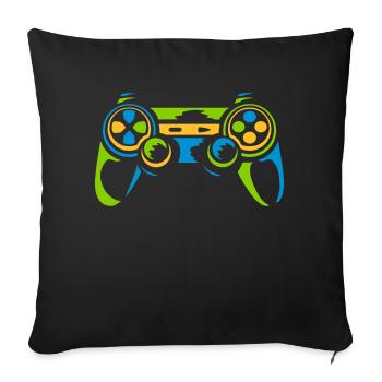 Colorful Controller Retro Console - Sofa pillowcase 17,3'' x 17,3'' (45 x 45 cm) - black - Front