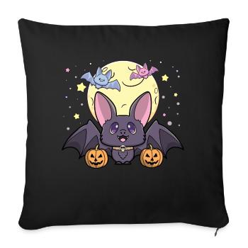 Mignon kawaii pastel goth chauve-souris halloween citrouilles amusant - Housse de coussin décorative 45 x 45 cm - noir - Devant